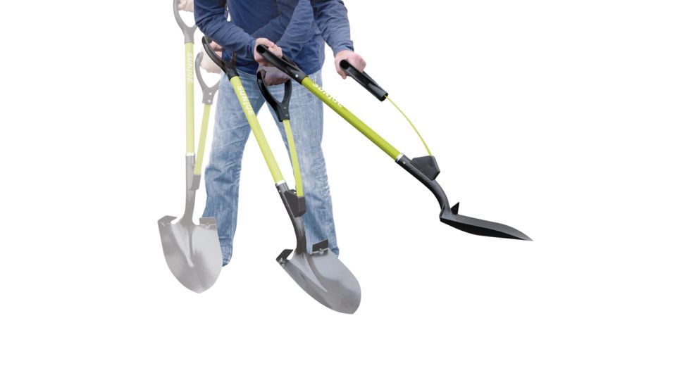 Sun Joe Shovelution Strain Reducing Utility Digging Shovel w/Spring Assist Handle - 44in, Round Point, D-Handle, Green SJ-SHLV06
