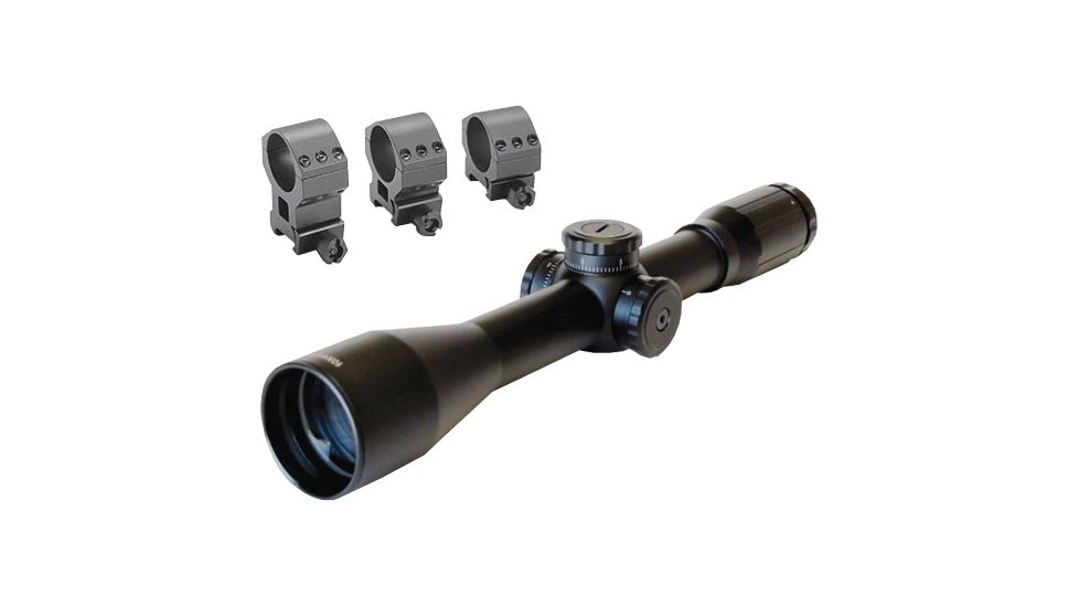 Sun Optics 10x44mm Tactical Sniper Scope CS41-1044 w/ 30mm High Rings and 1in Inserts SM1436