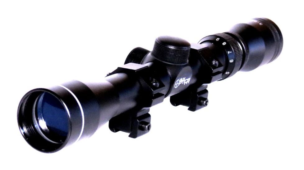 Sun Optics 3-9x32 Heavy Duty Rifle Scope w/1inch .22 rings, Matte Black CS22-3932RR