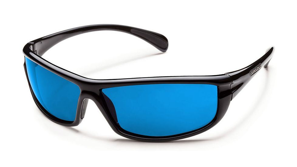 Suncloud King Sunglasses Black Frame Blue Mirror Polarized Polycarbonate Lens S-KNPPUMBK