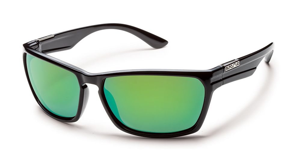 Suncloud Polarized Optics Cutout Sunglasses - Black Frame/Green Mirror Polarized Polycarbonate Lens S-CTPPGMBK