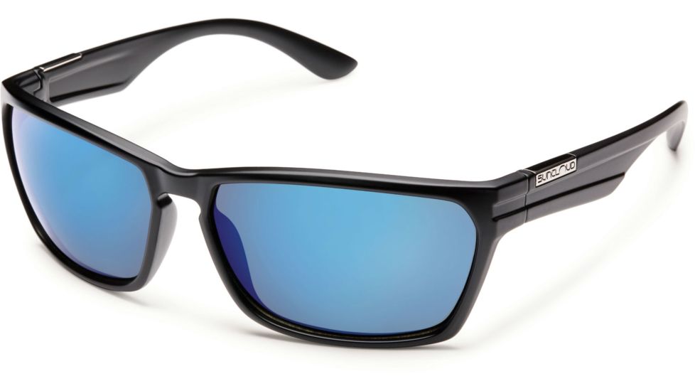 Suncloud Polarized Optics Cutout Sunglasses-Matte Black-Polarized Blue Mirror