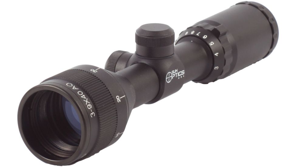 Sun Optics Shorty Forty Rifle Scope 3-9X40 In. Illum. 1/4 Moa/Ao Duplex Reticle CSP26-3940AO