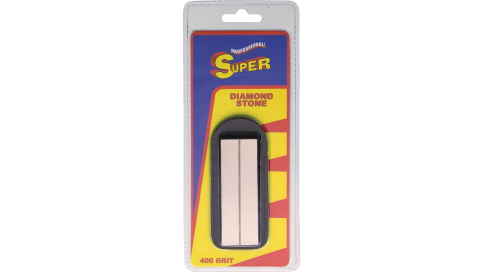 Super Diamond Sharpener 400 Grit, 3in X 1in, 400 Grit Diamond Stone, Black Leather Sleeve, BO-2