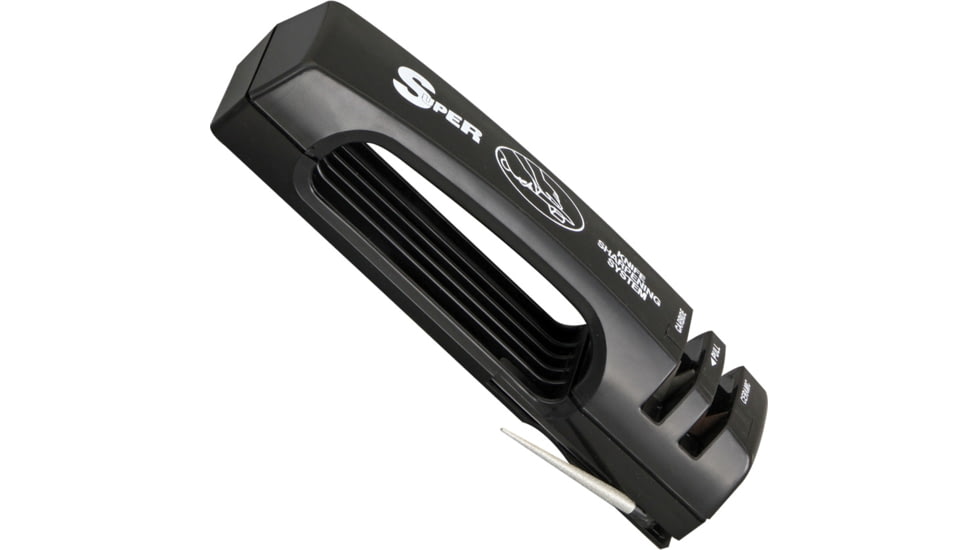 Super Knife Sharpening System, 7in Overall, 600 Grit Fine Diamond - 400 Grit Medium Serrated Blade Sharpener, Black, M0013