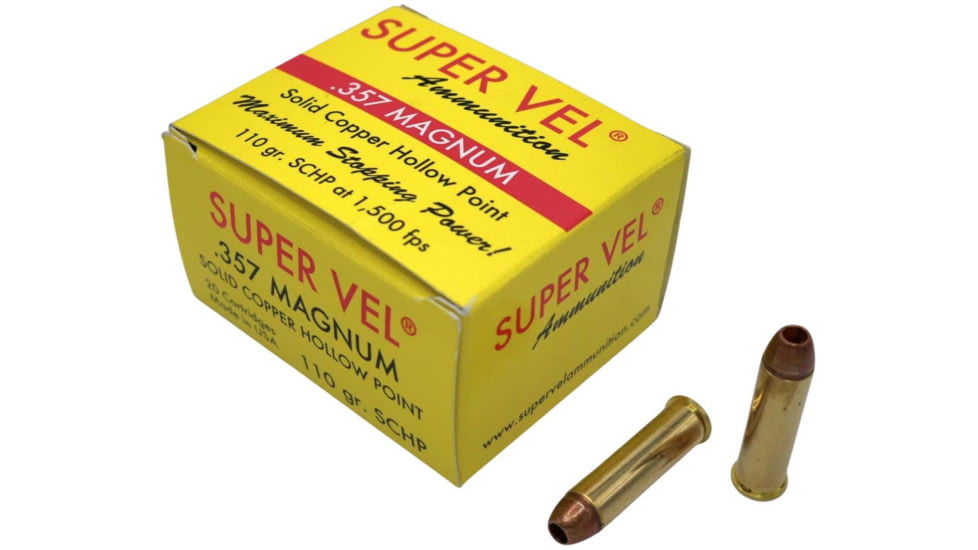 Super Vel Ammunition 357 Magnum 110 grain Solid Copper Hollow Point Brass Cased Pistol Ammo, 20 Rounds, 35711020