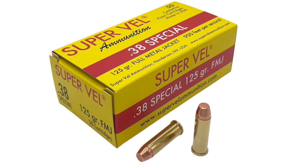 Super Vel Ammunition .38 Special 125 Grain Full Metal Jacket Brass Pistol Ammunition, 50 Rounds, 3812550