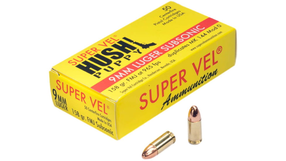 Super Vel Ammunition 9mm Luger 158 grain Full Metal Jacket Brass Cased Pistol Ammo, 50 Rounds, 915850HN