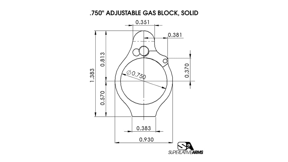 Superlative Arms Gas Block .750 in Solid Set Screw, DLC, Tan, SABO-DI-750ST