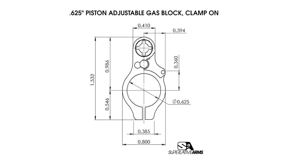 Superlative Arms AR-15 .625in Clamp On Adjustable Piston System, Clamp On,Melonite, QPQ, Piston Gas Block, Rifle Length Op Rod, Right Hand, Full Auto, Dark DLC Carrier, Black, SABO-PS-RFD-R625CM