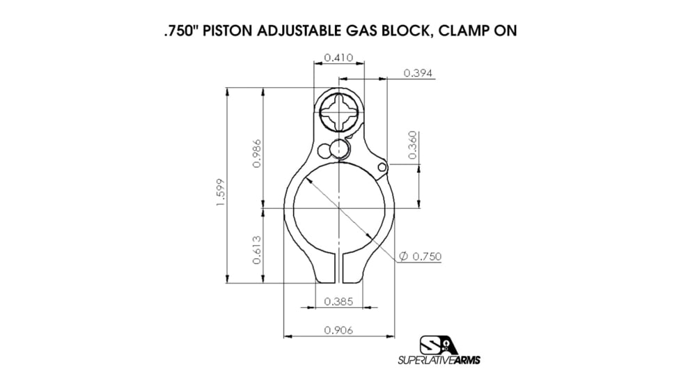 Superlative Arms AR-15 .750in Clamp On Adjustable Piston System, Clamp On, Melonite, QPQ, Piston Gas Block, Mid Length Op Rod, Right Hand, Full Auto, Dark DLC Carrier, Black, SABO-PS-RFD-M750CM
