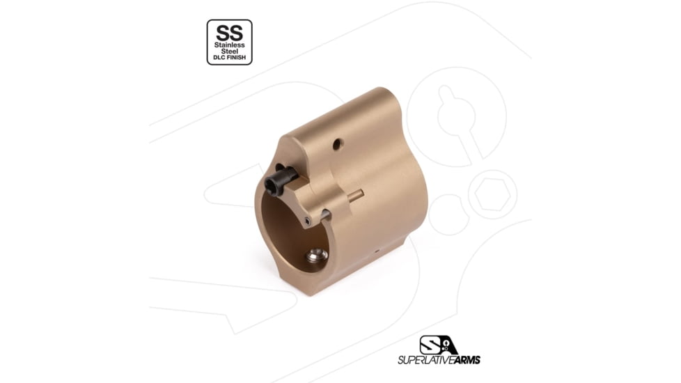 Superlative Arms Solid Set Screw Adjustable Bleed Off Gas Block, .936in, Solid, Set Screw, Stainless Steel, DLC Tan Finish, Tan, SABO-DI-936ST