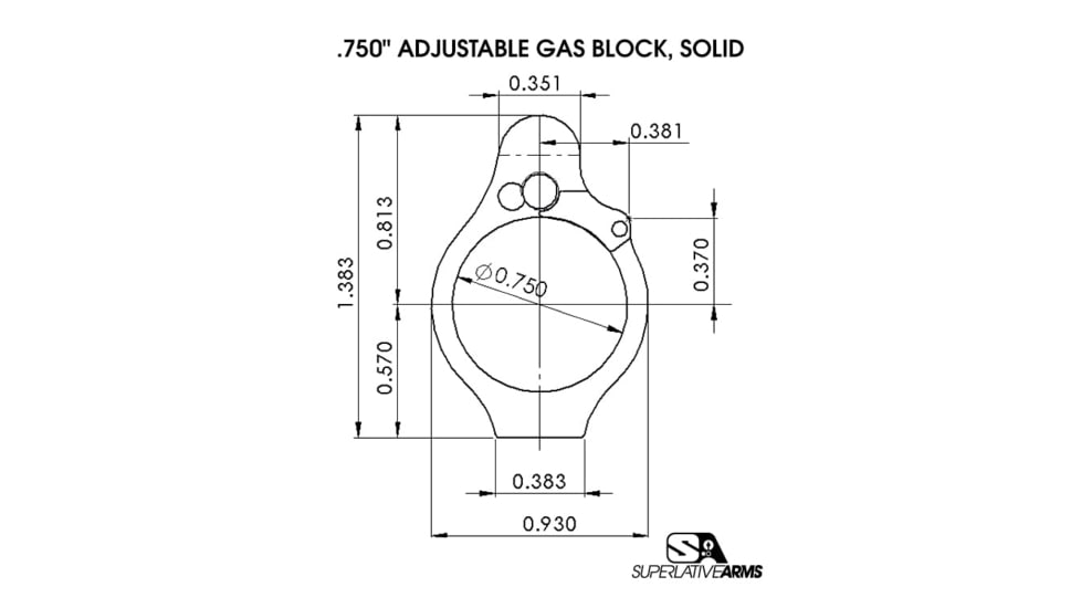 Superlative Arms Solid Set Screw Adjustable Bleed Off Gas Block, .936in, Solid, Set Screw, Stainless Steel, DLC Tan Finish, Tan, SABO-DI-936ST