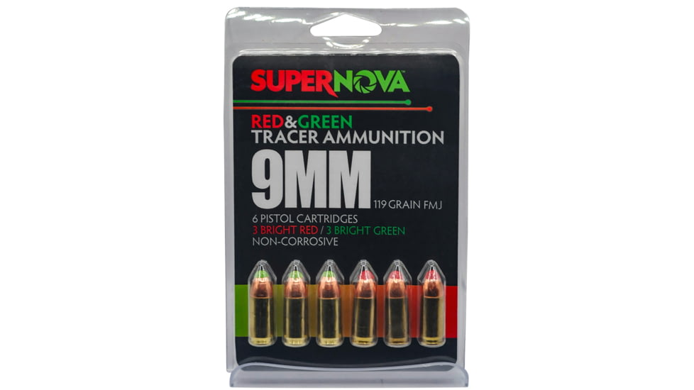 SUPERNOVA 9MM 119GR FMJ GRN/RED Pistol Ammunition 6/60, PMSN9MM-MP