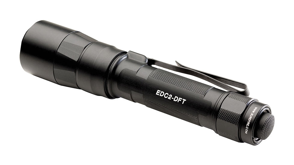 SureFire TURBO Series 18650/123 Everyday Carry Flashlight Dual-Output High-Candela LED Flashlight, Hard Anodized, Black, EDC2-DFT-BK