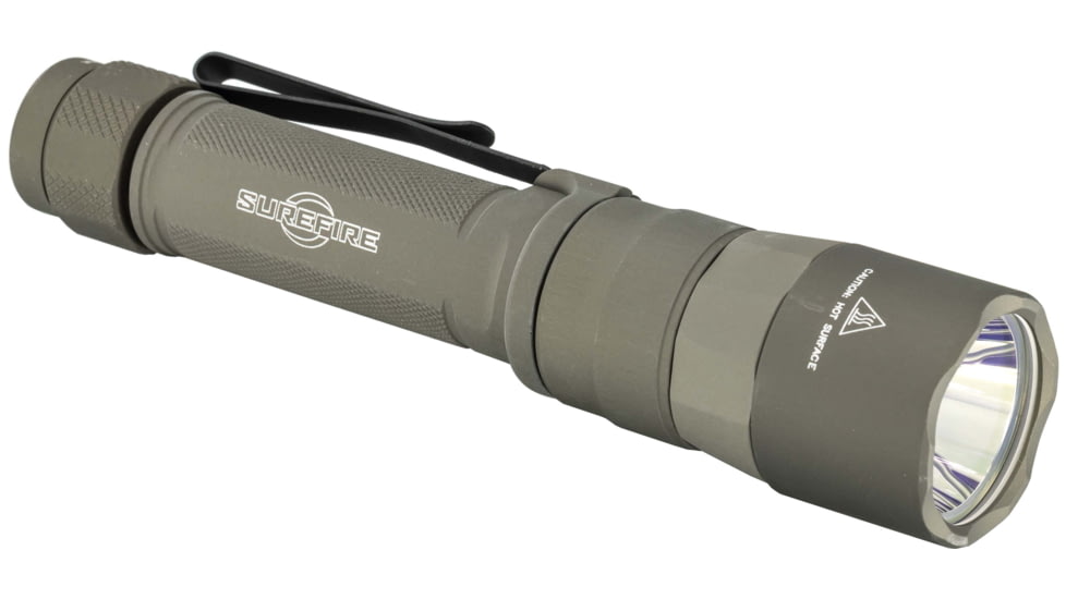 SureFire TURBO Series 18650/123 Everyday Carry Flashlight Dual-Output High-Candela LED Flashlight, Hard Anodized, Tan, EDC2-DFT-TN