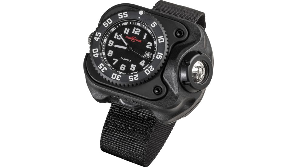 SureFire 2211 Wristlight With Surefire Watch Movement, Rechargeable Li-Ion, 15/60/300 Lumens, Black, 2211-B-BK-SF