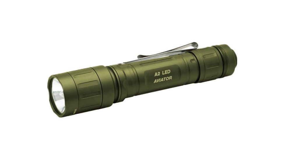Surefire A2 Aviator Compact Flashlight, OD Hard Finish, Dual Output, Green LED, Xenon A2-HA-GN 