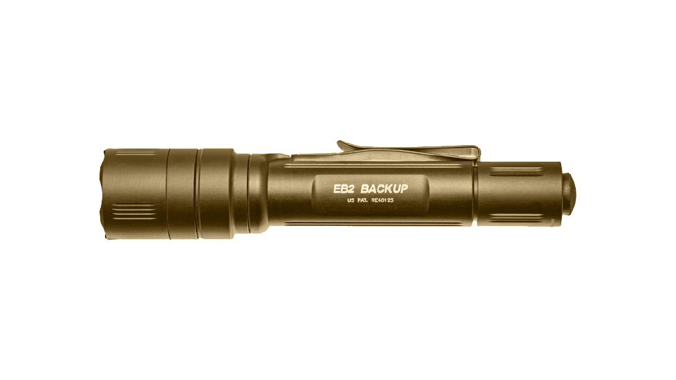 SureFire EB2 Backup, 6 Volt, Dual Stage 500/5 Lu, Wh LED, Alum Tan Type Iii Ano, Tactical Switch, Tan EB2T-A-TN