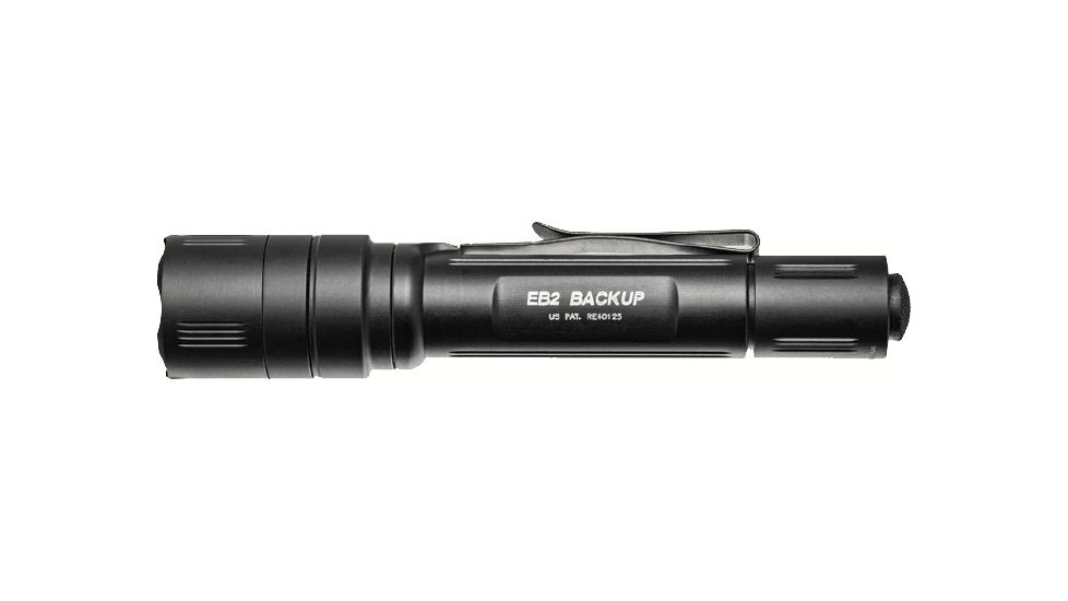 SureFire EB2 Backup, 6 Volt, Dual Stage 500/5 Lu, Wh LED, Alum Black Type Iii Ano, Tactical Switch, Black EB2T-A-BK