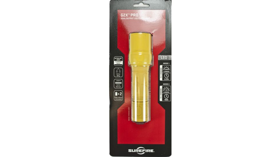 SureFire G2X Pro Dual-Output 200 Lumens LED Flashlight, Yellow G2X-B-YL