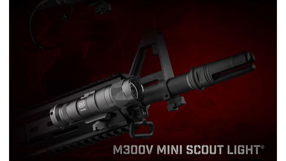 SureFire M300 Mini Scout Light LED Weapon Light, CR123A, IR/White, 250 Lumens, Black, M300V-B-Z68-BK