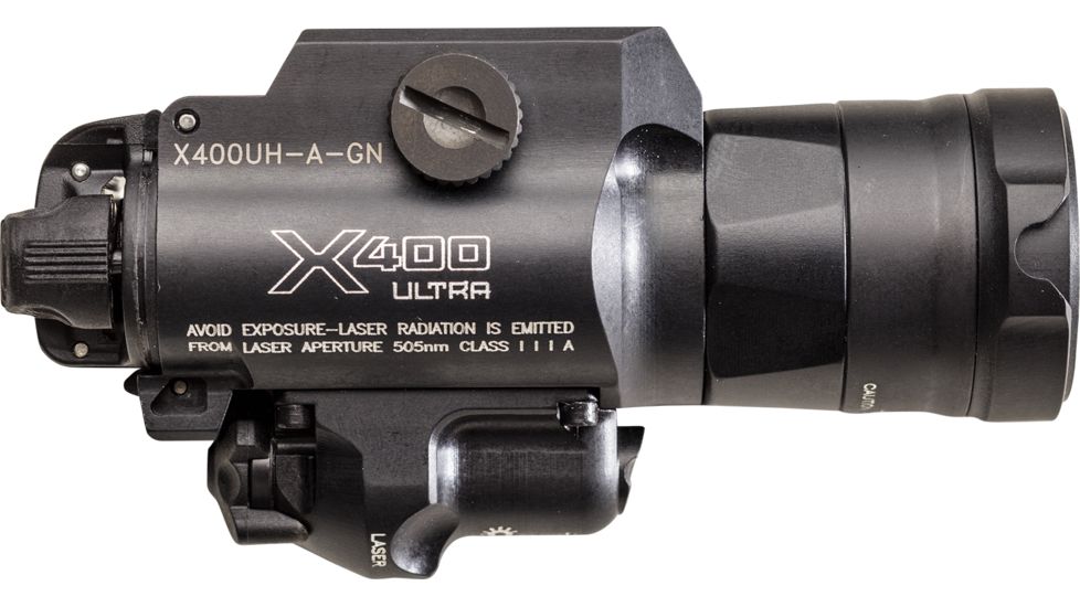 SureFire MasterFire Ultra-High-Output White LED + Green Laser WeaponLight, 1000 Lumens, 505 Nm Green Laser, Z-Xbc Push/Toggle SwitchSwitch, Black, X400UH-A-GN