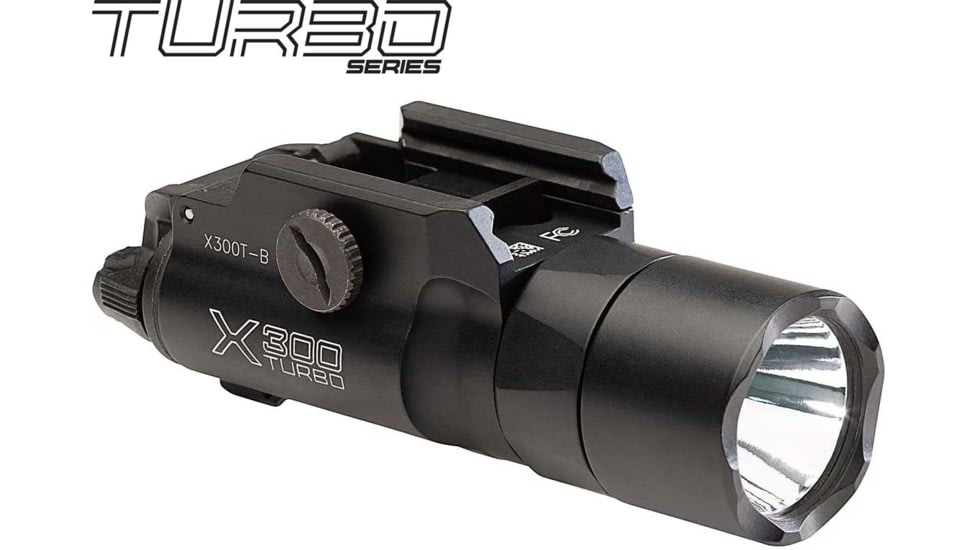 SureFire X300T Turbo Series High-Candela LED Weapon Light, 123A Lithium, White Light, 650 Lumens, Black, X300T-B