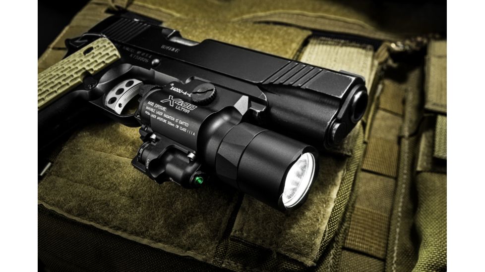 SureFire X400 Ultra Flashlight, CR123A, Green, 1000 Lumens, Black, X400U-A-GN