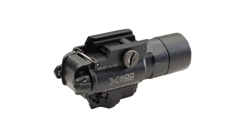 SureFire X400T Turbo Series High-Candela LED Weaponlight, 123A Lithium, Red Laser, 600 Lumens, Black, X400T-A-RD