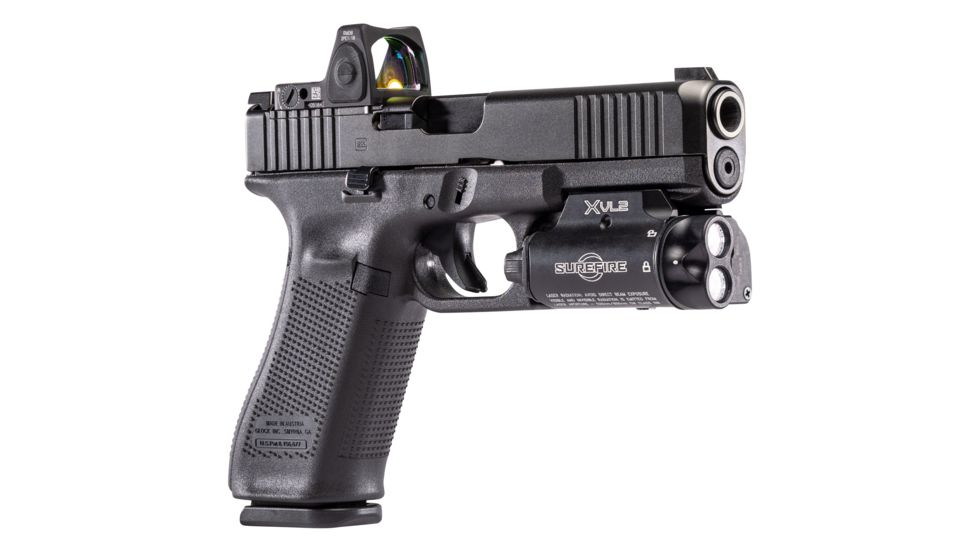 SureFire XVL2 Weapon Light, 400 Lumen LED/300 mW IR, 520 nm Class IIIA Green/850 nm Class IIIB IR Laser Sight, 3V, Black, XVL2