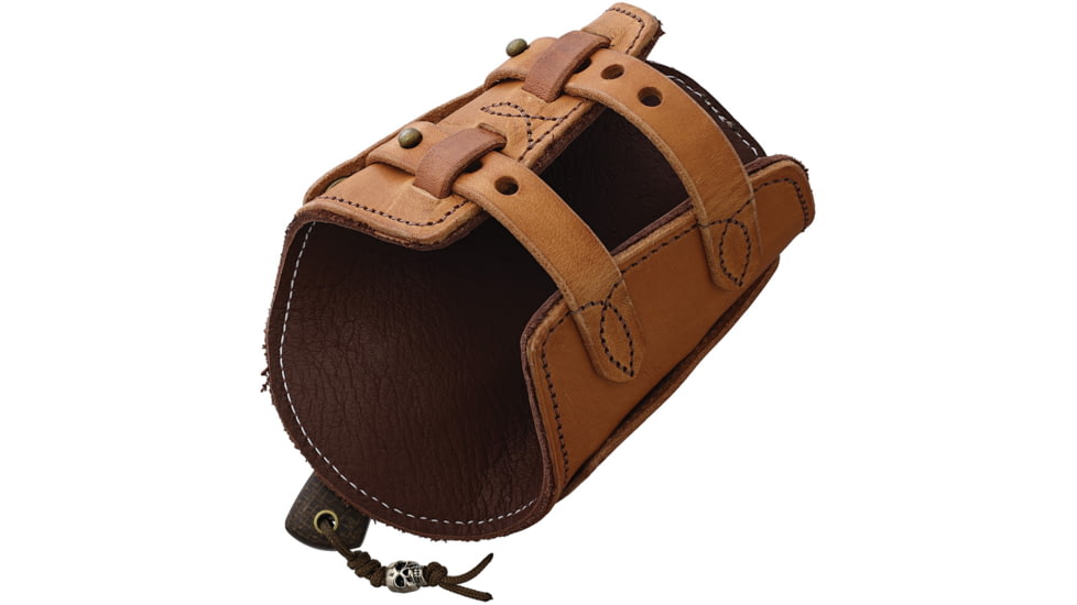 Survival Cuffs Apex Cougar Survival Cuff Knife, 5.5in Overall, 2.5in Satin AEB-L Stainless Blade, Brown Burlap Micarta Handle, Leather Sheath, APEX-CTAN-BRW