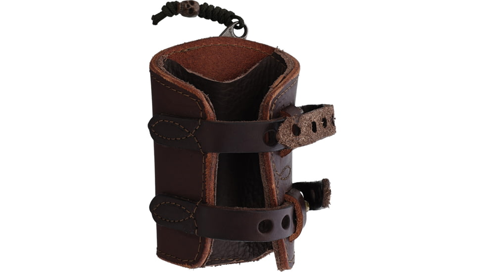 Survival Cuffs Raptor Eagle Survival Cuff Knife w/ Dark Brown Leather Sheath, 3.75in Overall, 1.75in Tumbled AEB-H Stainless Blade, Stainless Steel Handle, RAPT-EBRW-BRW