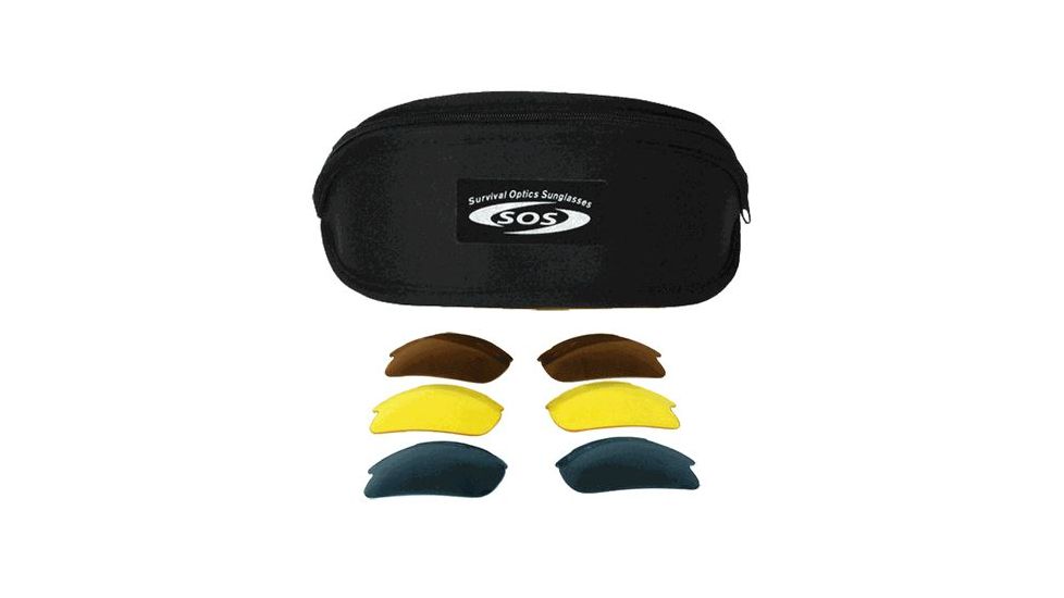 Survival Optics Sunglasses X Change/Unleashed Sunglasses, Aluminum Blue Frame, Pouch/SOS Logo, Pc Blue Xlt, Smoke, Yellow Lens 1012