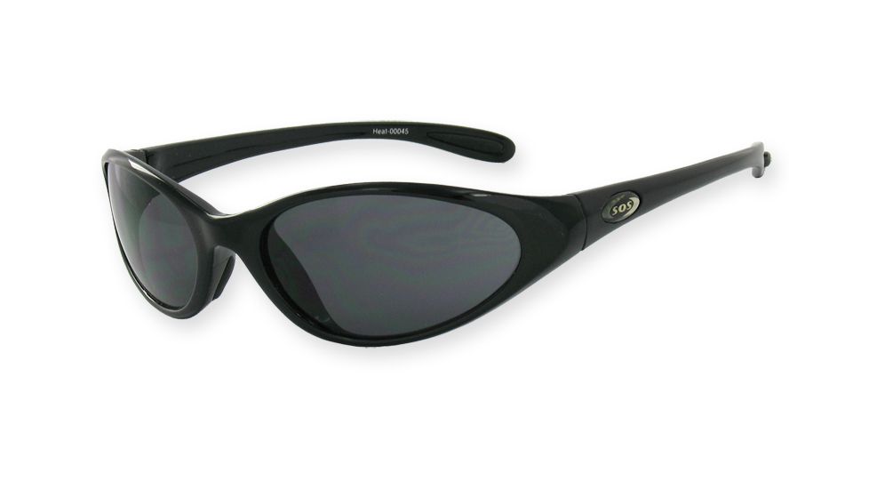 Survival Optics Sunglasses Heat X-Wraps Sunglasses Black, Miror Finish, PC Smoke Lenses 3246