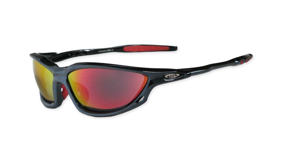 Survival Optics Tech Evolution Sunglasses - Black Flash Frame, DeCentered Red Lenses - 6003