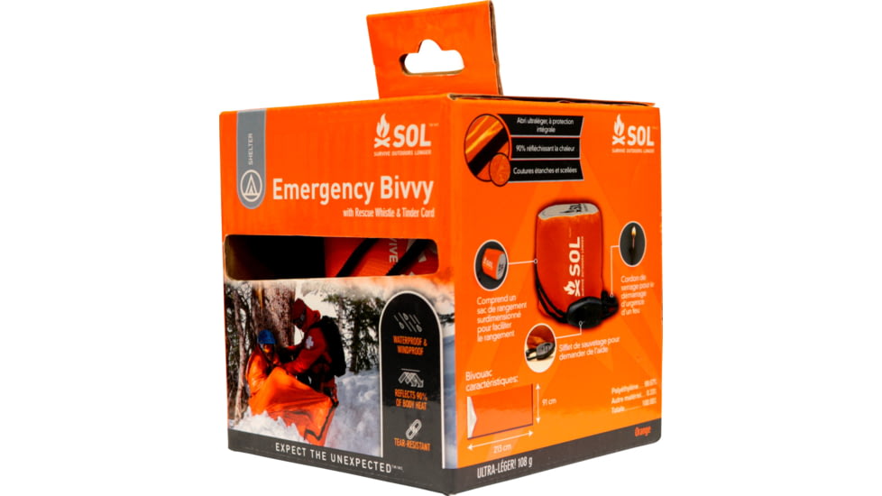 Survive Outdoors Longer Emergency Bivvy with Rescue Whistle, Orange, 0140-1142