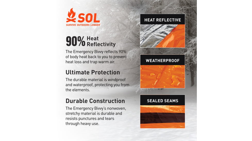 Survive Outdoors Longer Emergency Bivvy with Rescue Whistle, Orange, 0140-1142