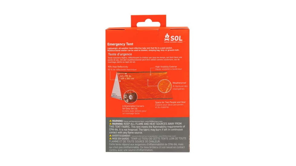 Survive Outdoors Longer Emergency Tent, Orange, 0140-1226