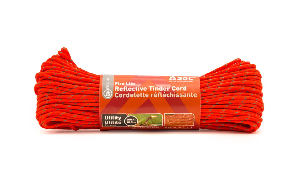 Survive Outdoors Longer Fire Lite Utility Reflective Tinder Cord, 100 ft, 0140-1736