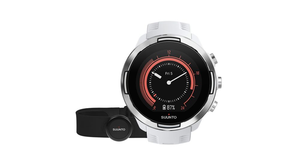 Suunto 9 G1 Baro Durable Multisport GPS Watch, White, w/ Smart Sensor and Heart Rate Belt SS050090000