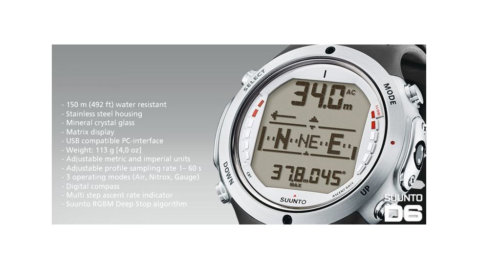 Suunto D6 Diving Watch Compass and Dive Computer - Features