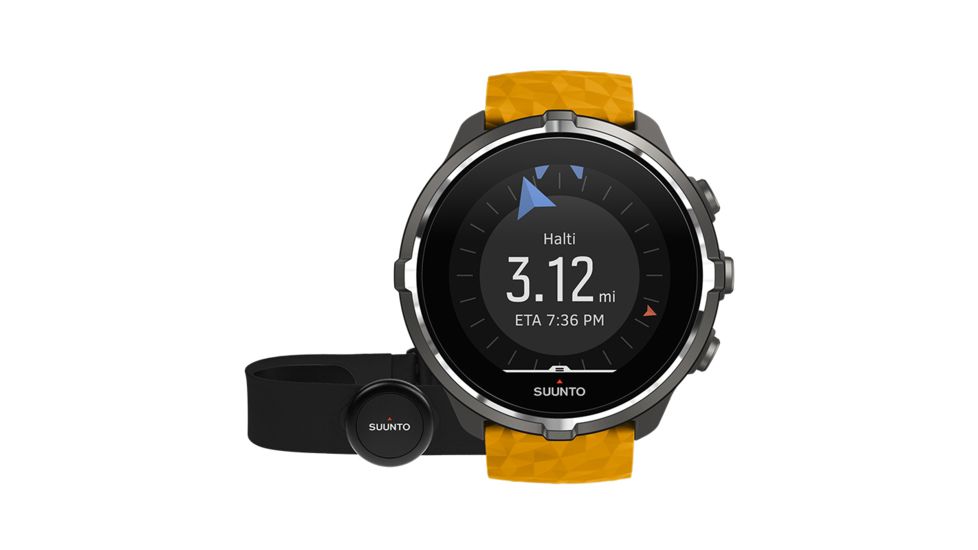 Suunto Spartan Sport Wrist HR Baro Multisport GPS Watch, Amber, w/ Smart Sensor and HR Belt SS050002000