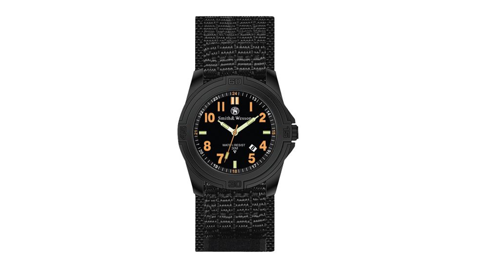 Smith &amp; Wesson Men's Soldier Tritium H3 Basic Round Black Face Watch - Nylon Strap SWW-12T-N