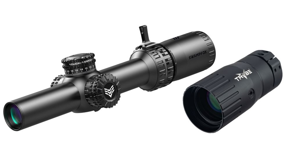 Swampfox Arrowhead LPVO Rifle Scope, 1-8x24mm, 30mm Tube, Second Focal Plane, BDC Reticle, Black, ARH18241-B w/ TRYBE Optics Enhancer