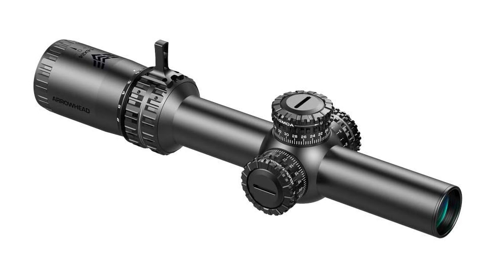 Swampfox Arrowhead Series 1-8x24mm SFP IR Green MIL 30mm Tube Riflescope, Black, ARH1824-GL