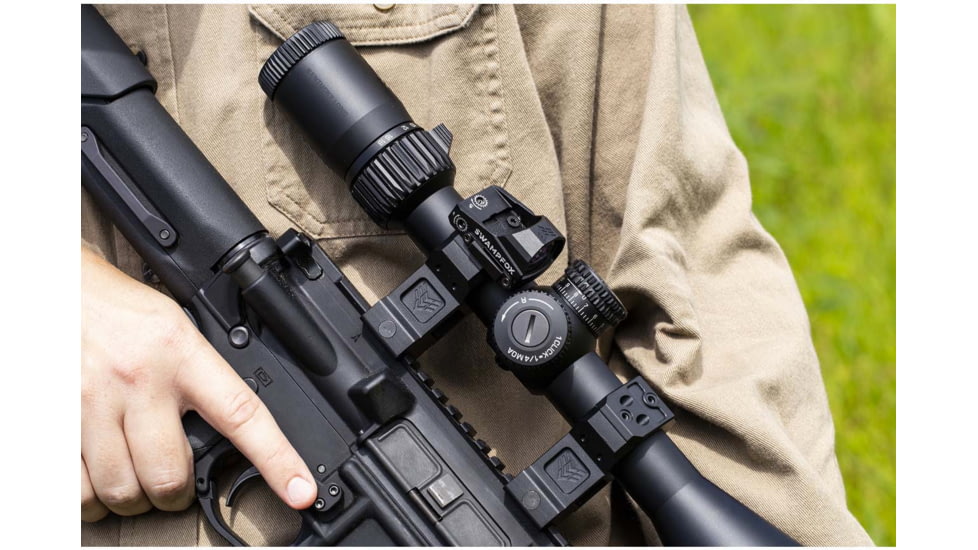 Swampfox H.E. Rifle Scope Rings, 30mm Tube, 1.93in Centerline Height, /w Integral 45-degree Offset Reflex Side Mount, Black, MRH30-H