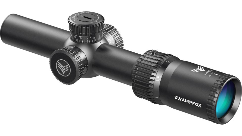 Swampfox Tomahawk LVPO Rifle Scope, 1-4x24mm, 30mm Tube, Second Focal Plane, Spear Duplex Reticle, Black, ATK14241-D