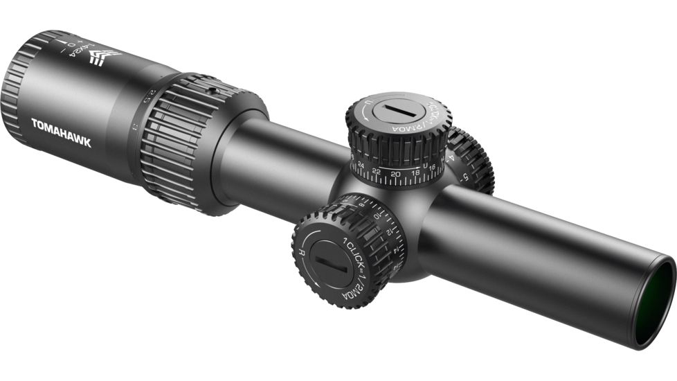 Swampfox Tomahawk LVPO Rifle Scope, 1-4x24mm, 30mm Tube, Second Focal Plane, Spear Duplex Reticle, Black, ATK14241-D