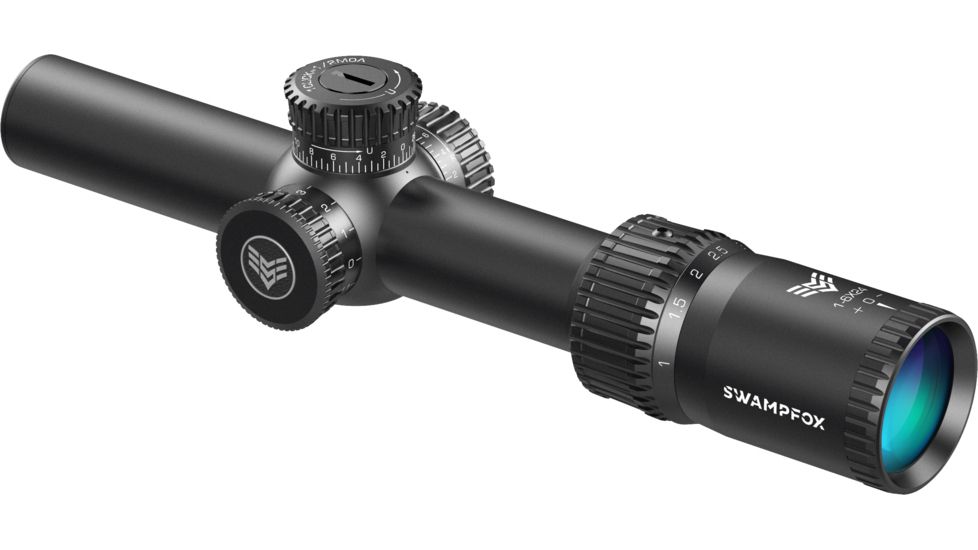 Swampfox Tomahawk LVPO Rifle Scope, 1-6x24mm, 30mm Tube, Second Focal Plane, Illuminated Guerrilla Cross MOA Reticle, Black, ATK16241-M